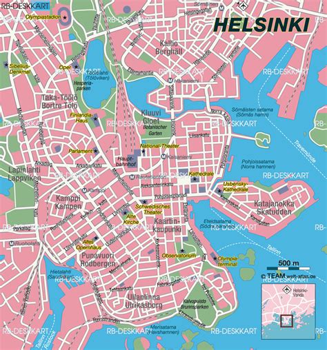 Map of Helsinki, Finland .